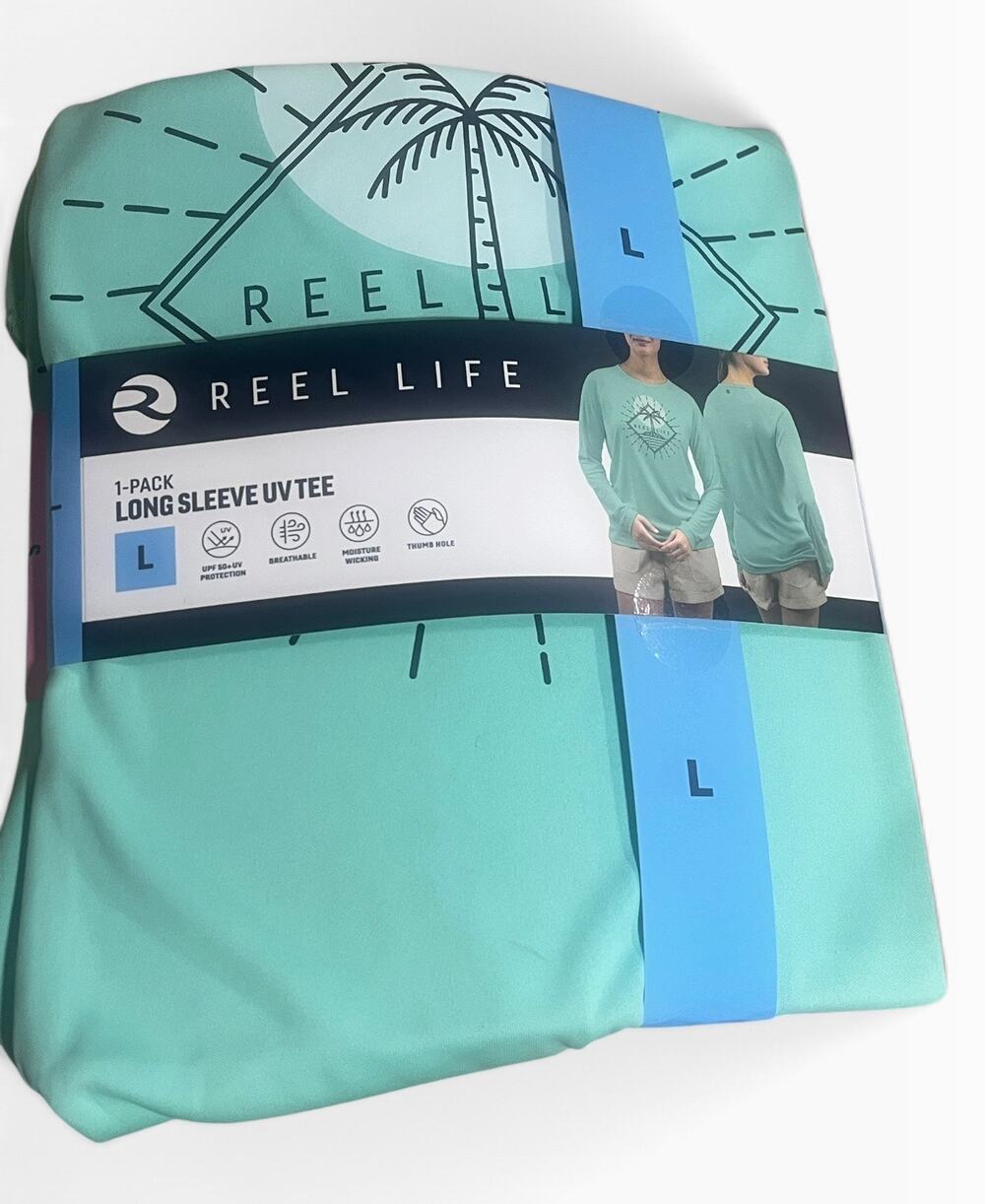 Reel Life Long Sleeve UPF 50+ Performance Tee Moisture Wicking Thumb Hole NWT Lg